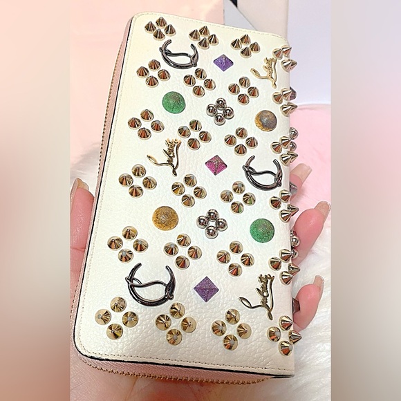 Christian Louboutin White and Gold Studded Wallet - Picture 11 of 16